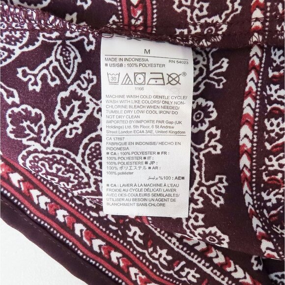 Gap Plum Smock Tie Blouse Womens Long Sleeve M 100% Polyester Paisley Print EUC - Picture 4 of 14